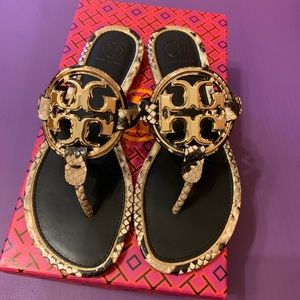 Tory Burch Metal Logo Miller Sandals